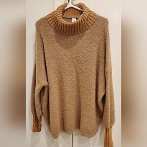 Aerie-Offline Cozy Tan Turtleneck Sweater,Very Oversized Sz.Small Like New Ptp26